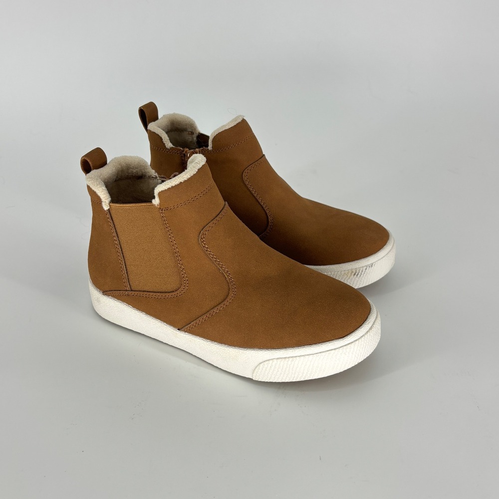 Nordstrom Rack Rhyse Faux Shearling High Top Sneaker Boot Cognac Kids Size 12